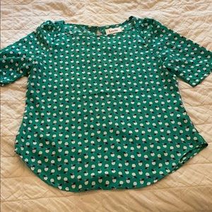 Apple print shot sleeve blouse